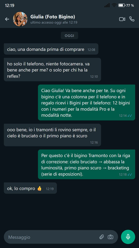 Una persona chiede prima di comprare se va bene anche con il solo telefono