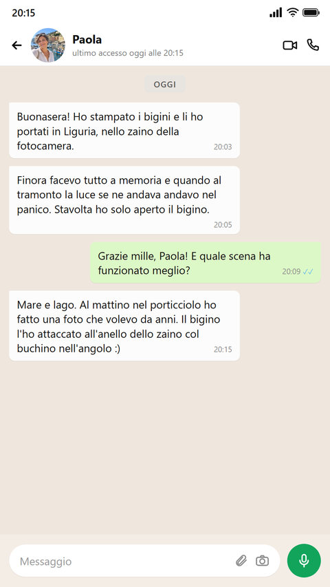 Una persona ha stampato i bigini e li ha portati in vacanza nello zaino